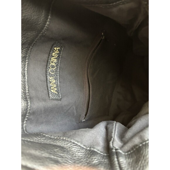 Anna Corinna Black Soft Leather Handbag Boho Two Handle Shoulder Crossbody Hobo - Picture 11 of 12